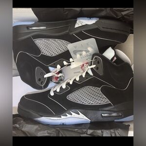 Jordan 5 Black Metallic Reimagined Men's Black and White Retro Sneakers